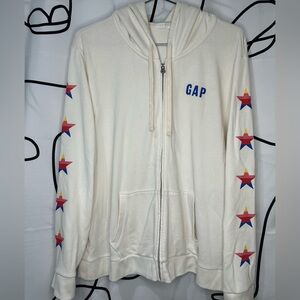 GAP Off-White Knit Hoodie with Stars size  XXL